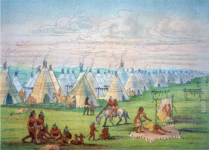 George Catlin Sioux Camp Scene